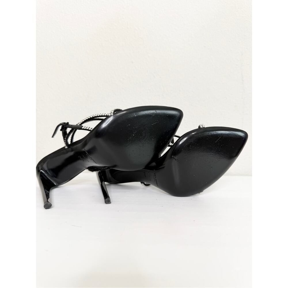 Saint Laurent Georgia Black Crystal Strap Stiletto Sandals Size 39.5 - Picture 6 of 8